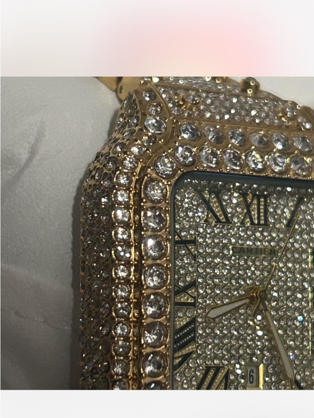 Iced Out Gold-toned Moissanite Bussdown Custom Watch - Picture 4 of 5